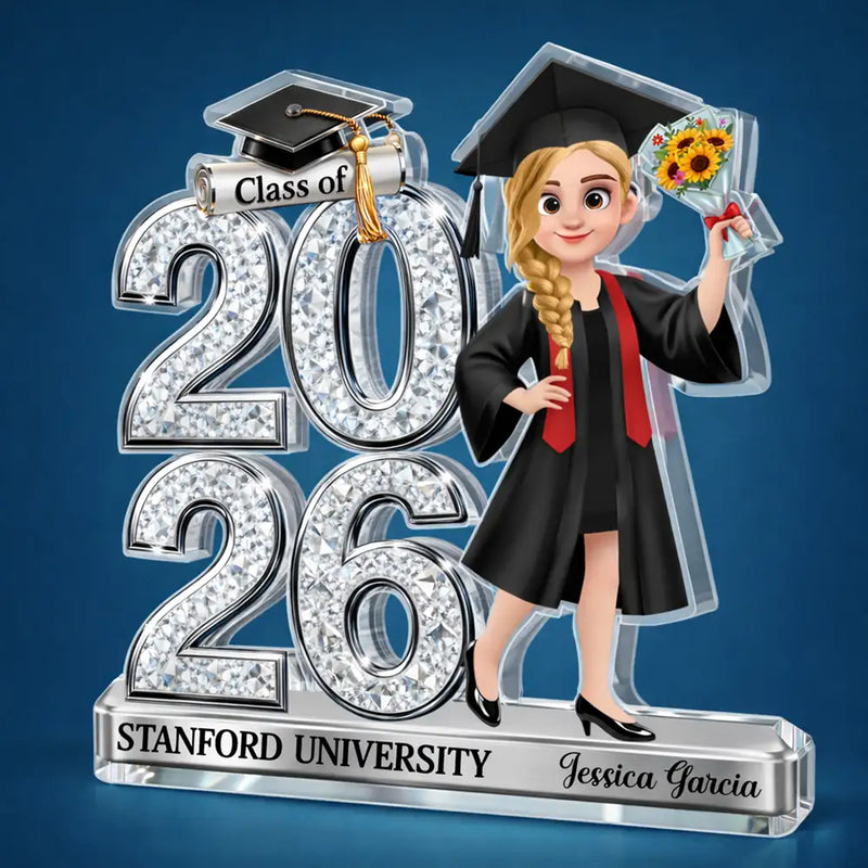 Crystal Effect Graduation Man Woman - Personalized Custom Shaped Acrylic Plaque
