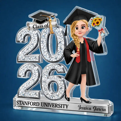 Crystal Effect Graduation Man Woman - Personalized Custom Shaped Acrylic Plaque