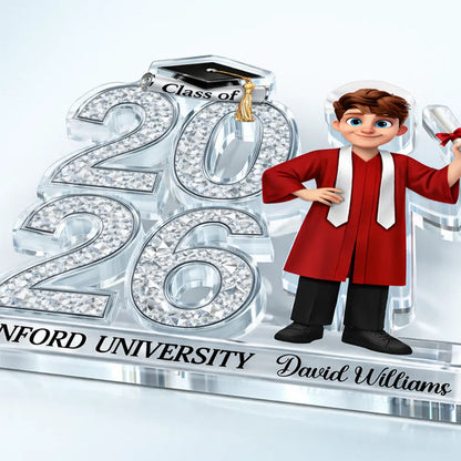Crystal Effect Graduation Man Woman - Personalized Custom Shaped Acrylic Plaque