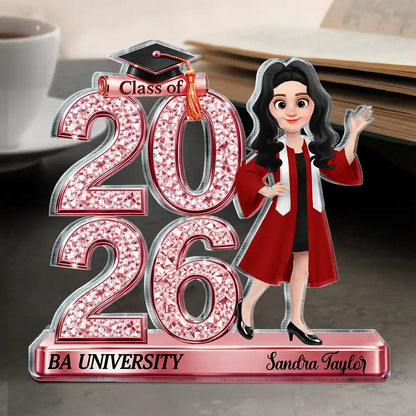 Crystal Effect Graduation Man Woman - Personalized Custom Shaped Acrylic Plaque