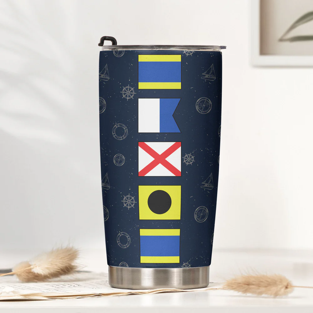 Custom Name In Nautical Flag - Personalized Tumbler Cup