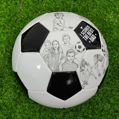 Custom Photo Pencil Sketch I Scored The Best Dad - Personalized Soccer Ball