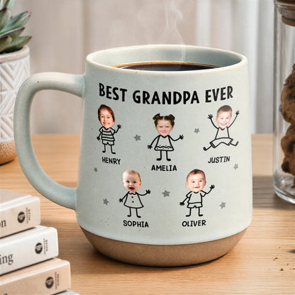 Custom Photo Best Dad Grandpa Ever Kids Face - Personalized Conical Mug
