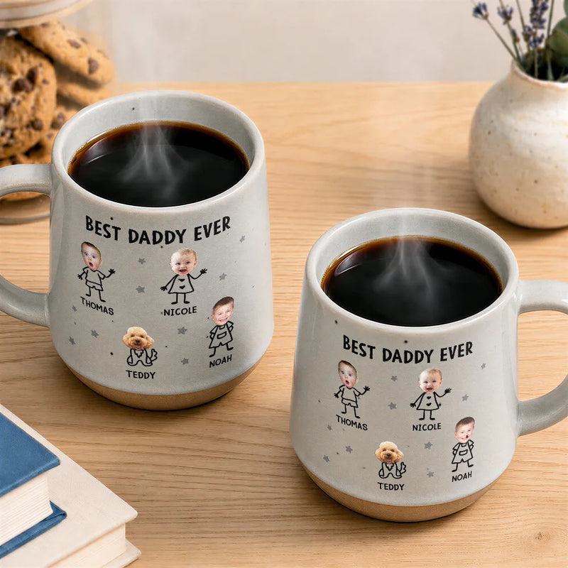 Custom Photo Best Dad Grandpa Ever Kids Face - Personalized Conical Mug