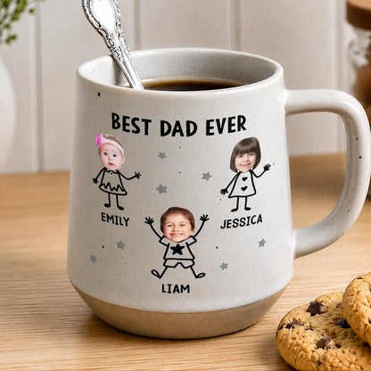 Custom Photo Best Dad Grandpa Ever Kids Face - Personalized Conical Mug