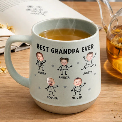 Custom Photo Best Dad Grandpa Ever Kids Face - Personalized Conical Mug