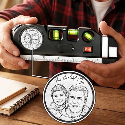 Custom Photo Best Dad Grandpa Ever Pencil Sketch - Personalized Laser Level Tool