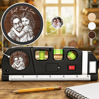 Custom Photo Best Dad Grandpa Ever Pencil Sketch - Personalized Laser Level Tool