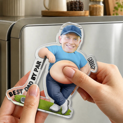 Custom Photo Best Dad Papa By Par - Personalized Squishy Acrylic Fridge Magnet