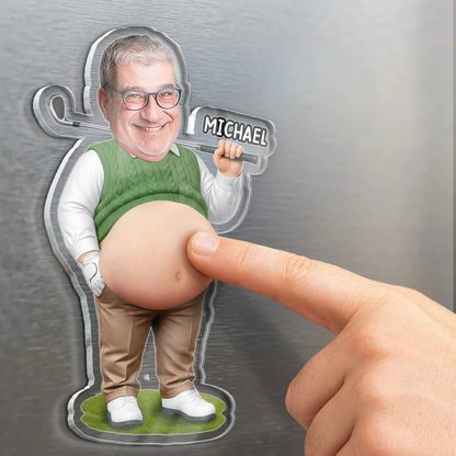 Custom Photo Best Dad Papa By Par - Personalized Squishy Acrylic Fridge Magnet