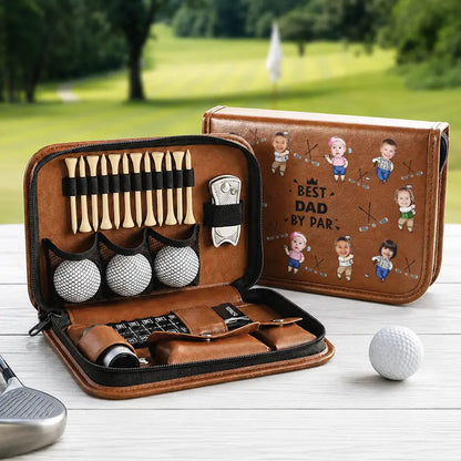 Custom Photo Best Daddy Grandpa By Par Funny Golf Lovers - Personalized Leather Golf Bag
