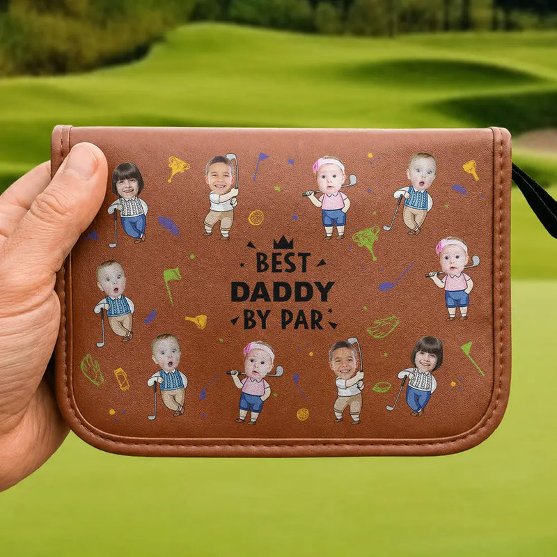 Custom Photo Best Daddy Grandpa By Par Funny Golf Lovers - Personalized Leather Golf Bag