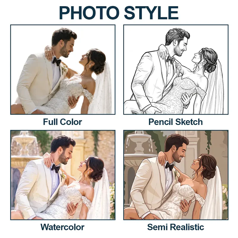 Custom Photo Bold Sketch Couples Wedding Engaged Bachelor Party - Personalized Vertical Banner