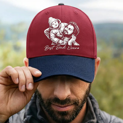 Custom Photo Bold Sketch Family Dog Cat Portrait - Personalized Two Tone Cap