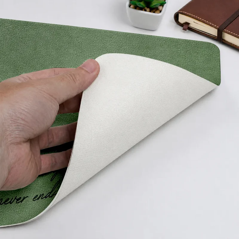 Custom Photo Bold Sketch Family Where Life Begins - Personalized Leather Desk Mat