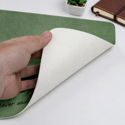 Custom Photo Bold Sketch Family Where Life Begins - Personalized Leather Desk Mat