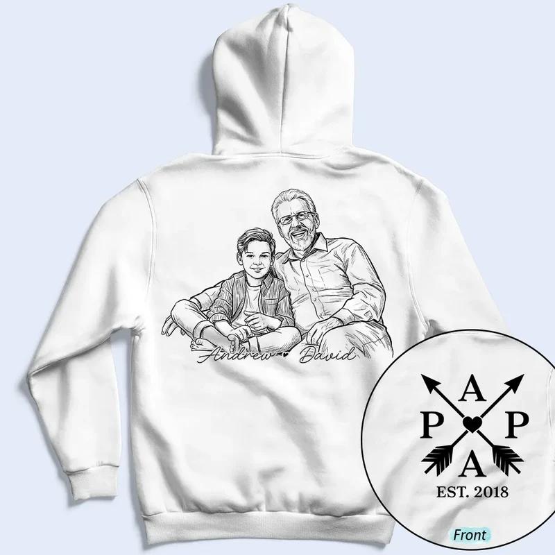 Custom Photo Bold Sketch Papa Dad Cross Arrows - Personalized T Shirt
