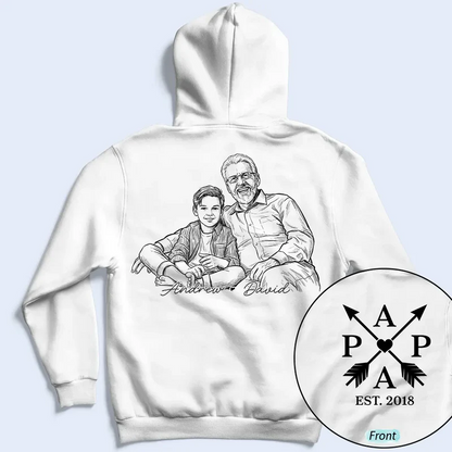 Custom Photo Bold Sketch Papa Dad Cross Arrows - Personalized T Shirt