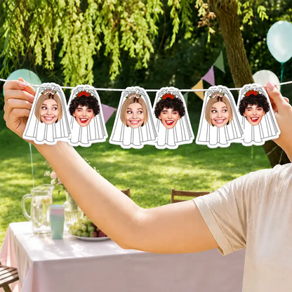 Custom Photo Bride And Groom Face For Wedding, Bachelorette, Bridal Shower - Personalized Garland Banner