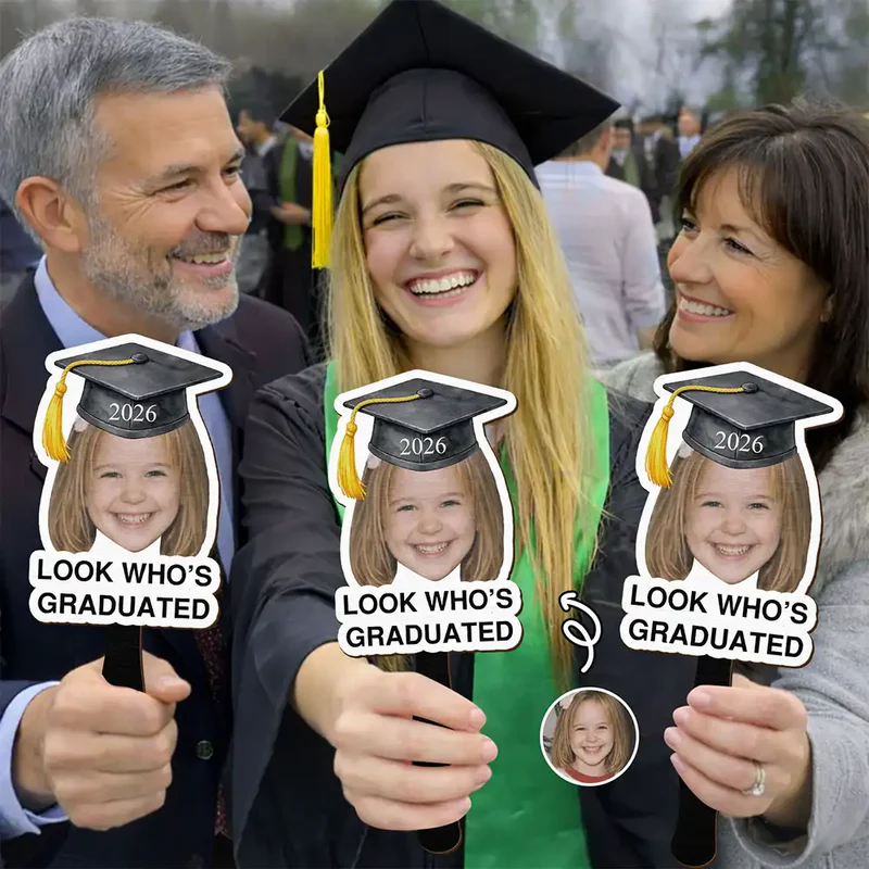 Custom Photo Childhood Look Who's Graduated - Personalized Graduation Handheld Fan