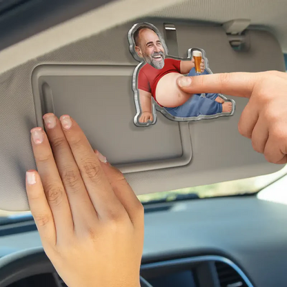 Custom Photo Chilling Dad Bod - Personalized Squishy Acrylic Car Visor Clip