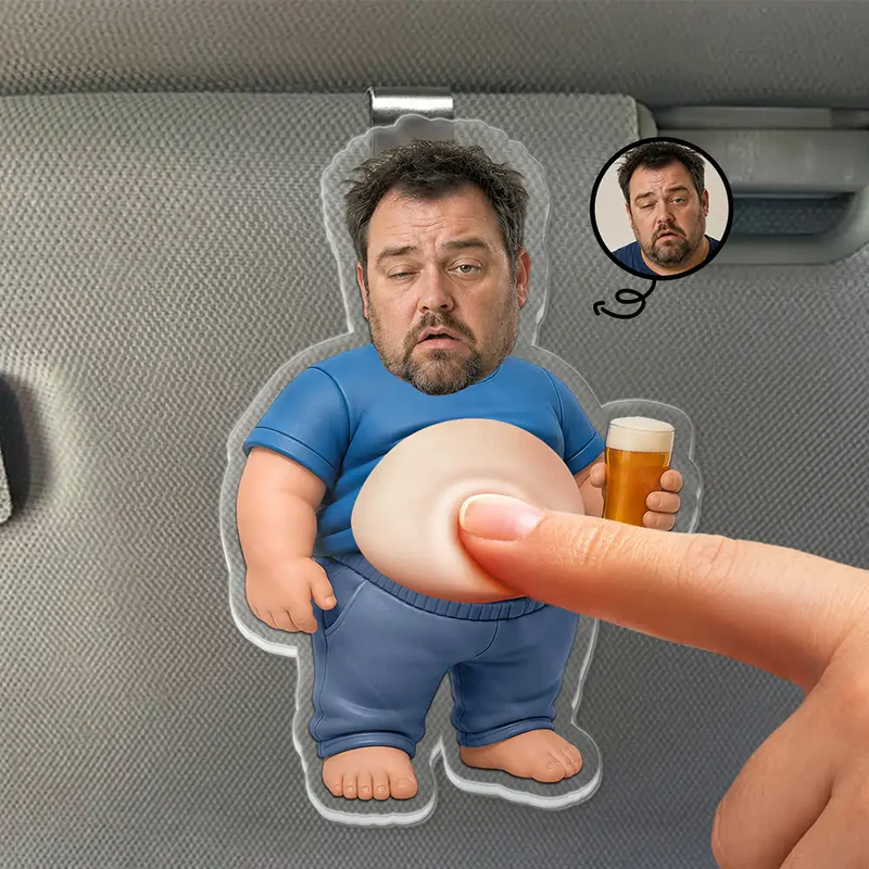 Custom Photo Chilling Dad Bod - Personalized Squishy Acrylic Car Visor Clip