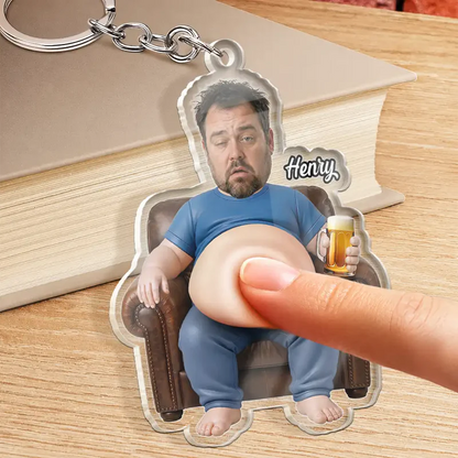 Custom Photo Chilling Dad Bod - Personalized Squishy Acrylic Keychain