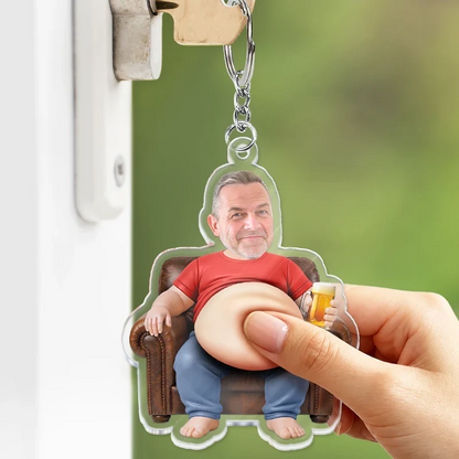 Custom Photo Chilling Dad Bod - Personalized Squishy Acrylic Keychain