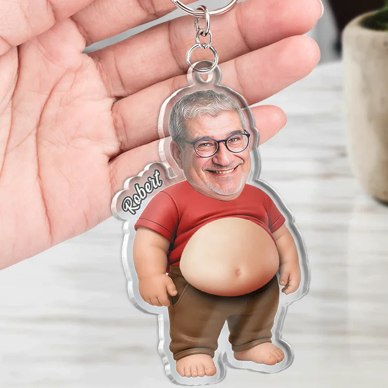 Custom Photo Chilling Dad Bod - Personalized Squishy Acrylic Keychain