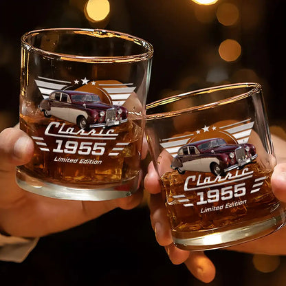 Custom Photo Classic Car Limited Edition - Personalized Whiskey Glass