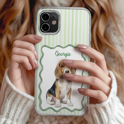 Custom Photo Colored Pencil Sketch Dog Cat Pet Portrait - Personalized Clear Phone Case