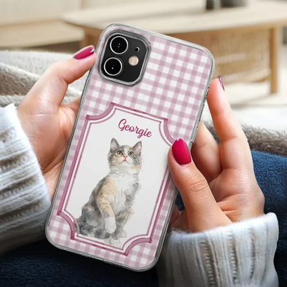Custom Photo Colored Pencil Sketch Dog Cat Pet Portrait - Personalized Clear Phone Case