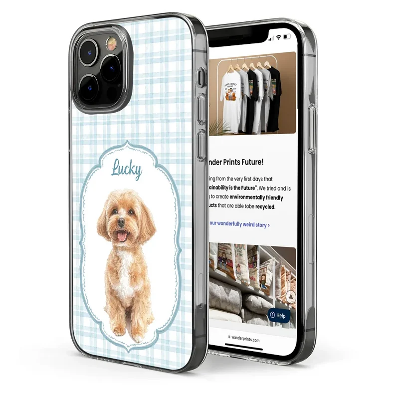 Custom Photo Colored Pencil Sketch Dog Cat Pet Portrait - Personalized Clear Phone Case