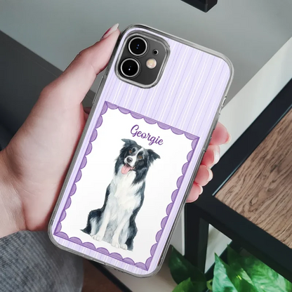 Custom Photo Colored Pencil Sketch Dog Cat Pet Portrait - Personalized Clear Phone Case
