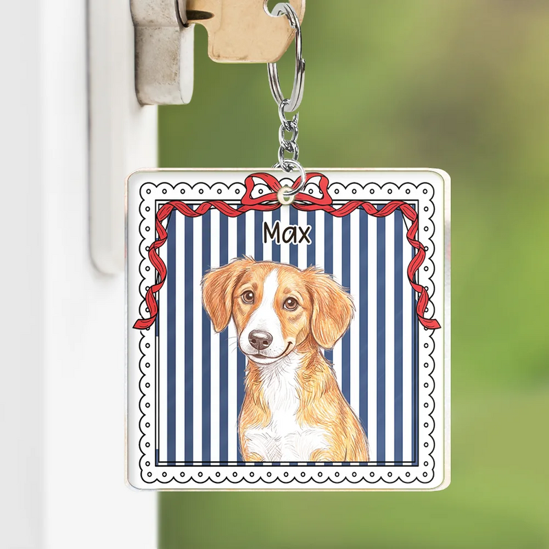 Custom Photo Colored Pencil Sketch Funny Dog Cat Pet - Personalized Acrylic Keychain