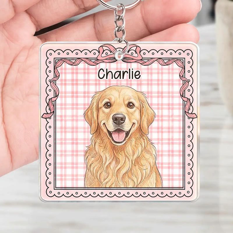 Custom Photo Colored Pencil Sketch Funny Dog Cat Pet - Personalized Acrylic Keychain