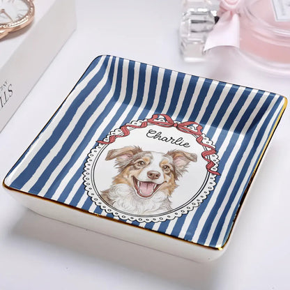 Custom Photo Colored Pencil Sketch Funny Dog Cat Pet - Personalized Ring Dish