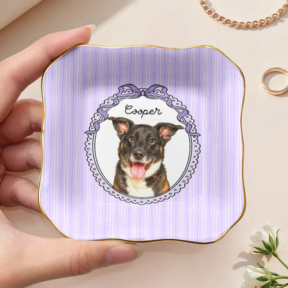 Custom Photo Colored Pencil Sketch Funny Dog Cat Pet - Personalized Ring Dish