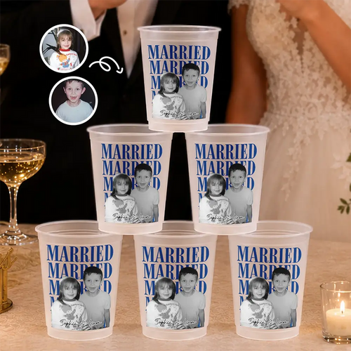 Custom Photo Couple Married Engaged - Personalized Frosted Cups