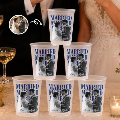 Custom Photo Couple Married Engaged - Personalized Frosted Cups