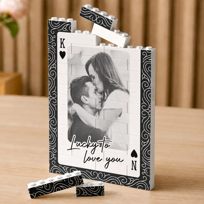 Custom Photo Couples How Lucky Are We - Personalized Vertical Rectangle Building Brick Blocks