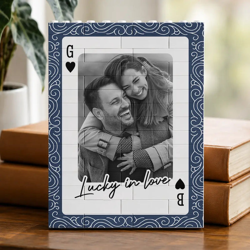 Custom Photo Couples How Lucky Are We - Personalized Vertical Rectangle Building Brick Blocks