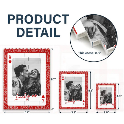 Custom Photo Couples How Lucky Are We - Personalized Vertical Rectangle Building Brick Blocks