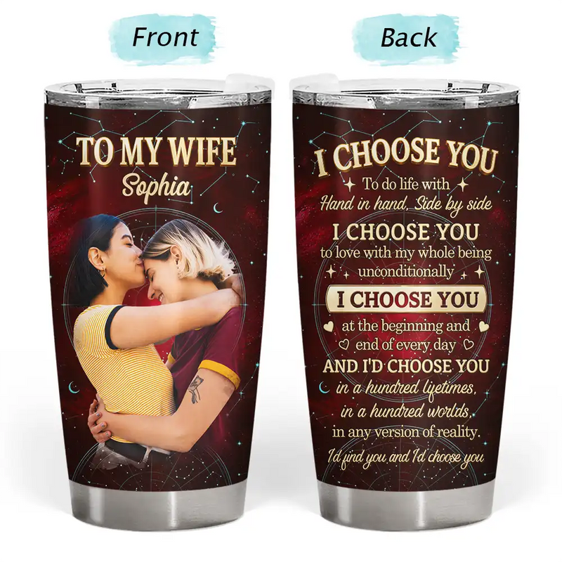 Custom Photo Couples I Choose You - Personalized Tumbler