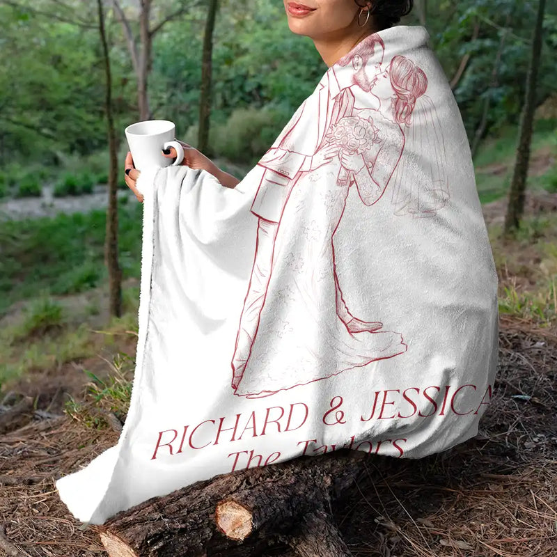 Custom Photo Couples Wedding Engaged Bachelor Party - Personalized Fleece Blanket, Sherpa Blanket
