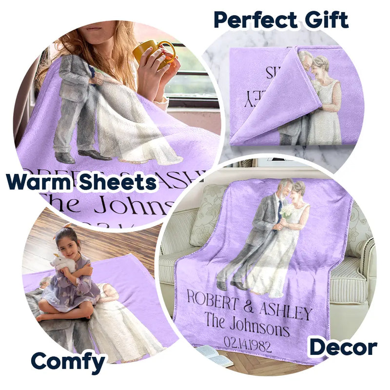 Custom Photo Couples Wedding Engaged Bachelor Party - Personalized Fleece Blanket, Sherpa Blanket