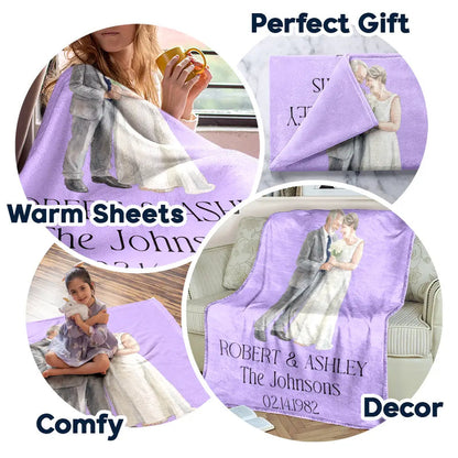Custom Photo Couples Wedding Engaged Bachelor Party - Personalized Fleece Blanket, Sherpa Blanket