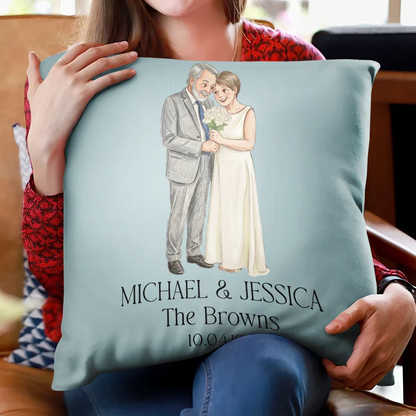 Custom Photo Couples Wedding Engaged Bachelor Party - Personalized Pillow