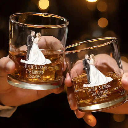 Custom Photo Couples Wedding Engaged Bachelor Party - Personalized Whiskey Glass