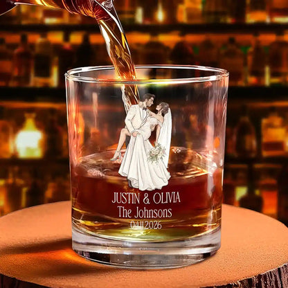 Custom Photo Couples Wedding Engaged Bachelor Party - Personalized Whiskey Glass